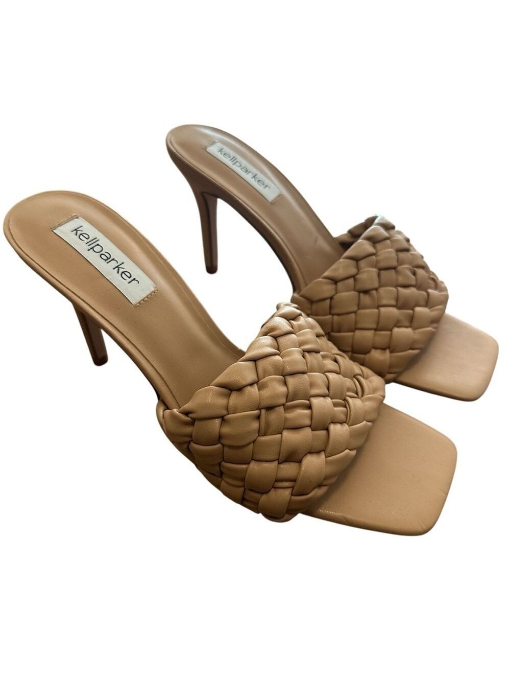 Kellparker Jasper Braided Nude Square Toe Stiletto Heel Sandals